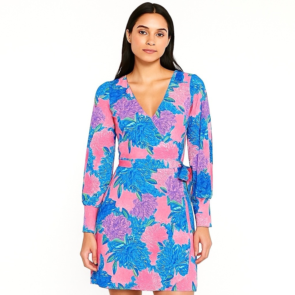 Lilly Pulitzer Rosalinda Wrap Dress 'Beach House Blooms' Floral Women’s size S